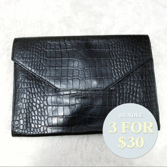 Danier Handbags - Danier Genuine Leather Croc clutch